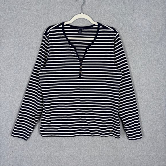 Tommy Hilfiger Tops - Tommy Hilfiger Top XL Navy White‎ Henley Soft Knit Cotton Sailor Nautical Preppy